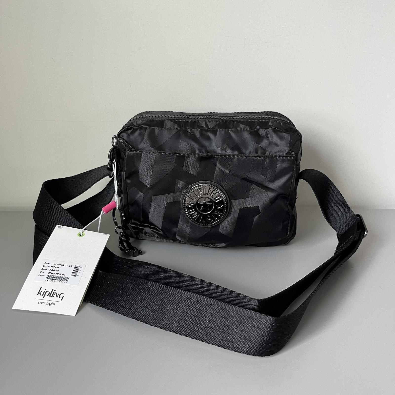 Kipling x Barbie Abanu Small Crossbody Bag Black 3D NWT