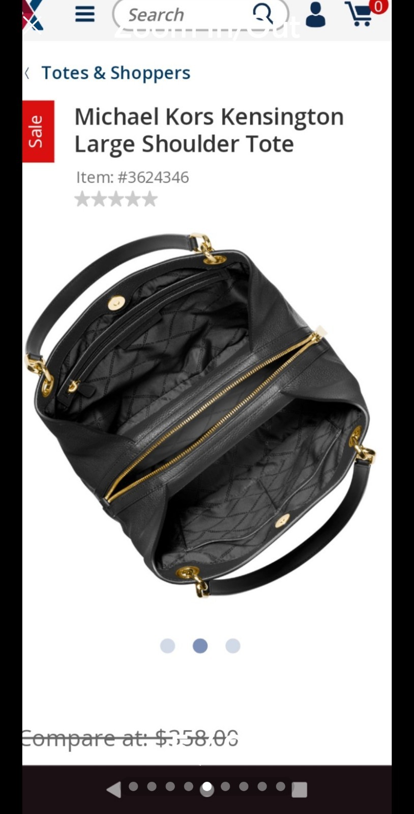 Michael Kors Large Kensington Shoulder Tote Bag Black Pebbled Gold Hardware Zip