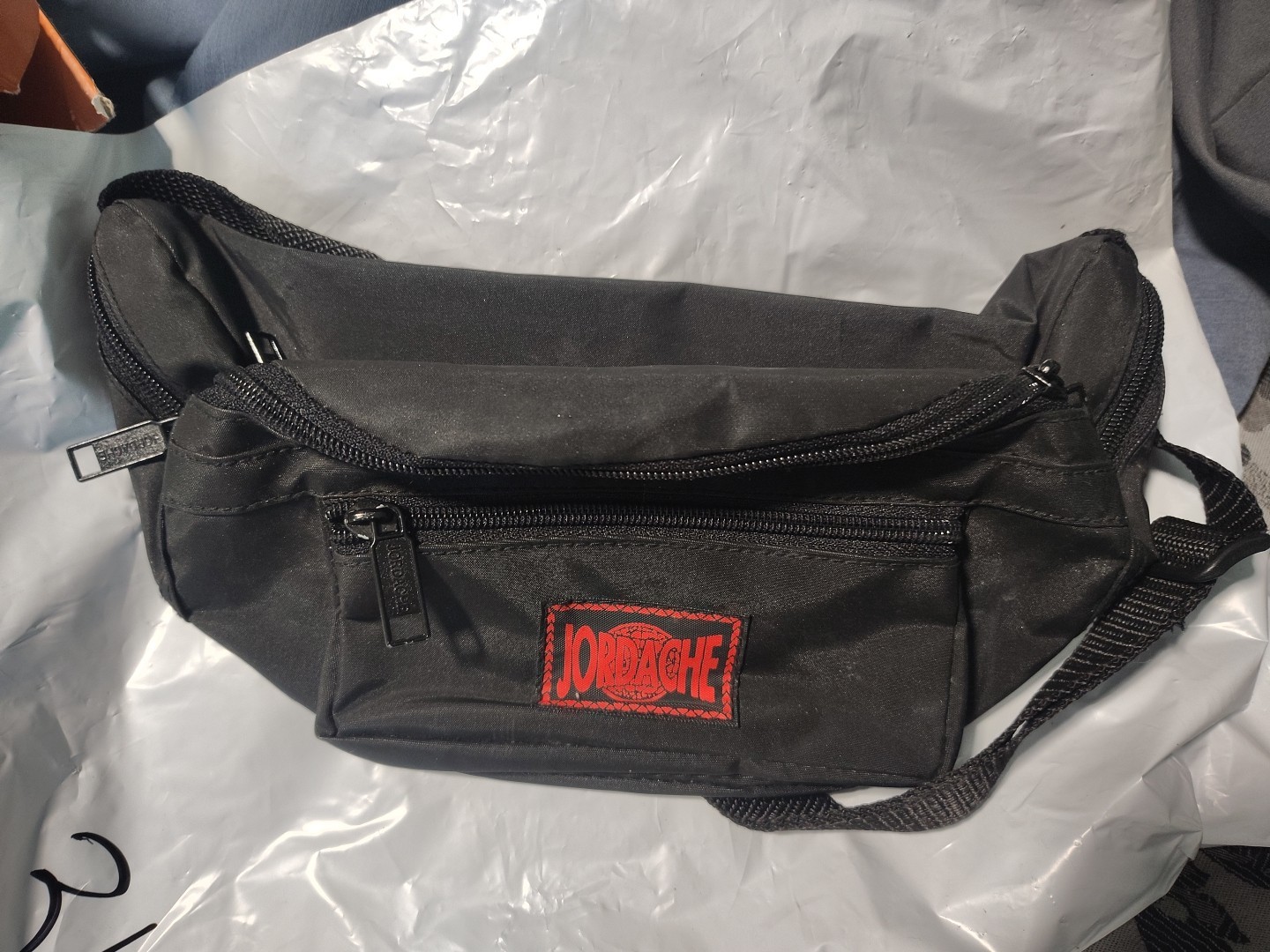 Jordache Black Fanny Pack Logo In Red EUC