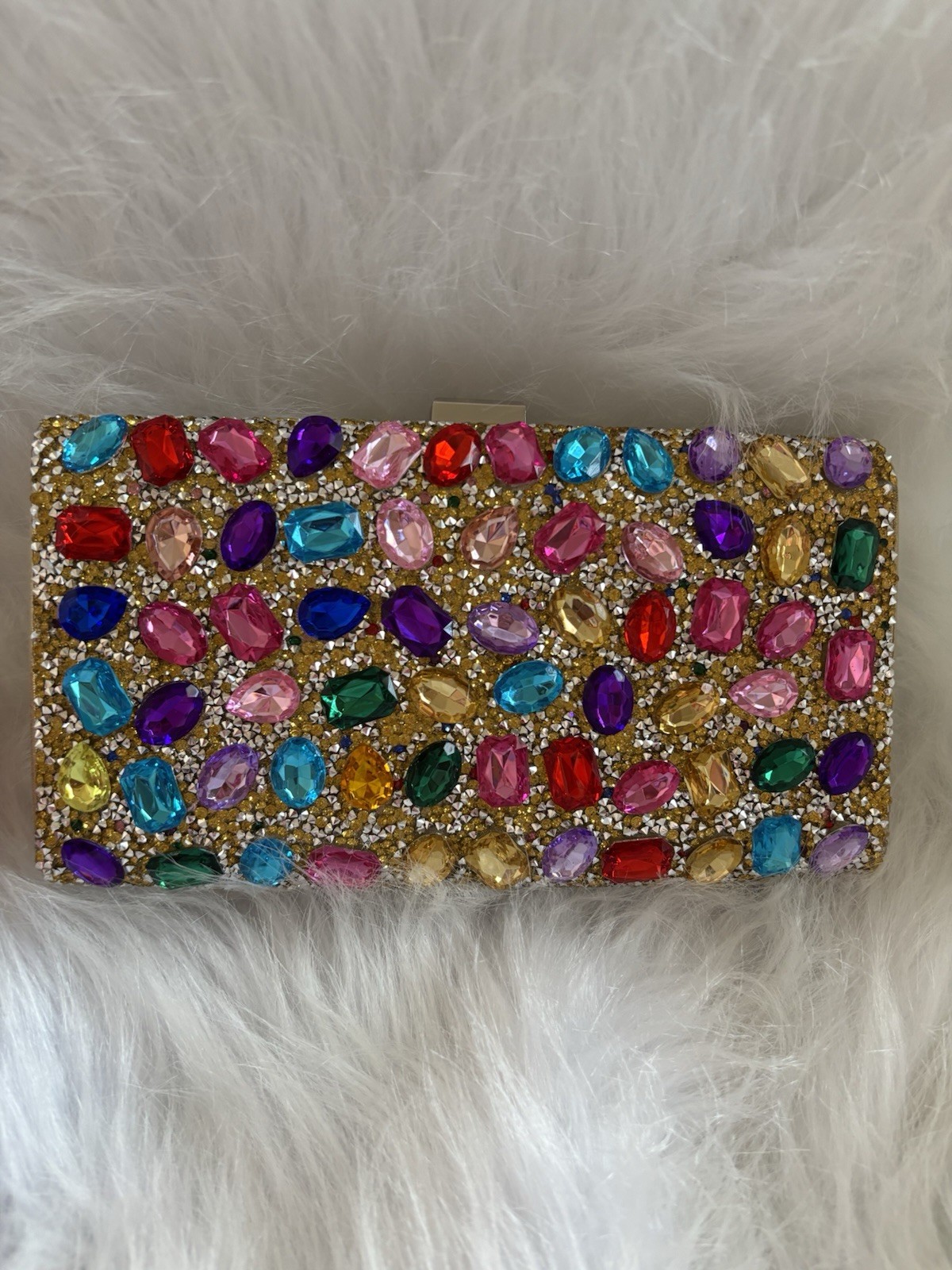 Colorful Gemstone Rhinestone Evening Clutch Luxury Crystal Wedding Party Purse