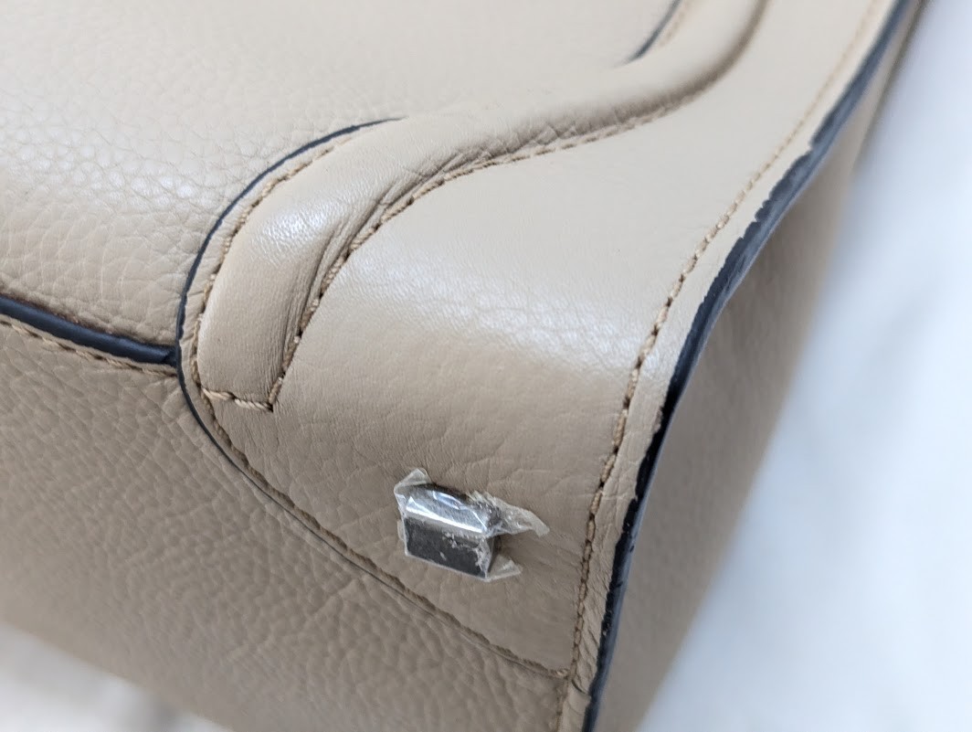 CELINE Luggage Mini Shopper Leather Tote Hand Bag Beige Authentic