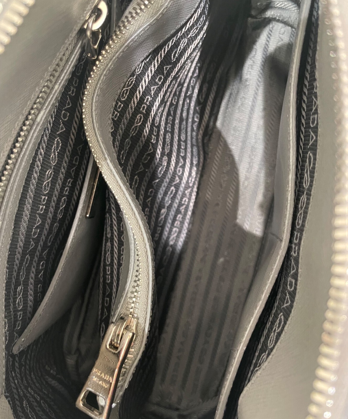 Prada Saffiano Handbag/Triangle Plate/Logo 1BA837 Gray #TFB2055