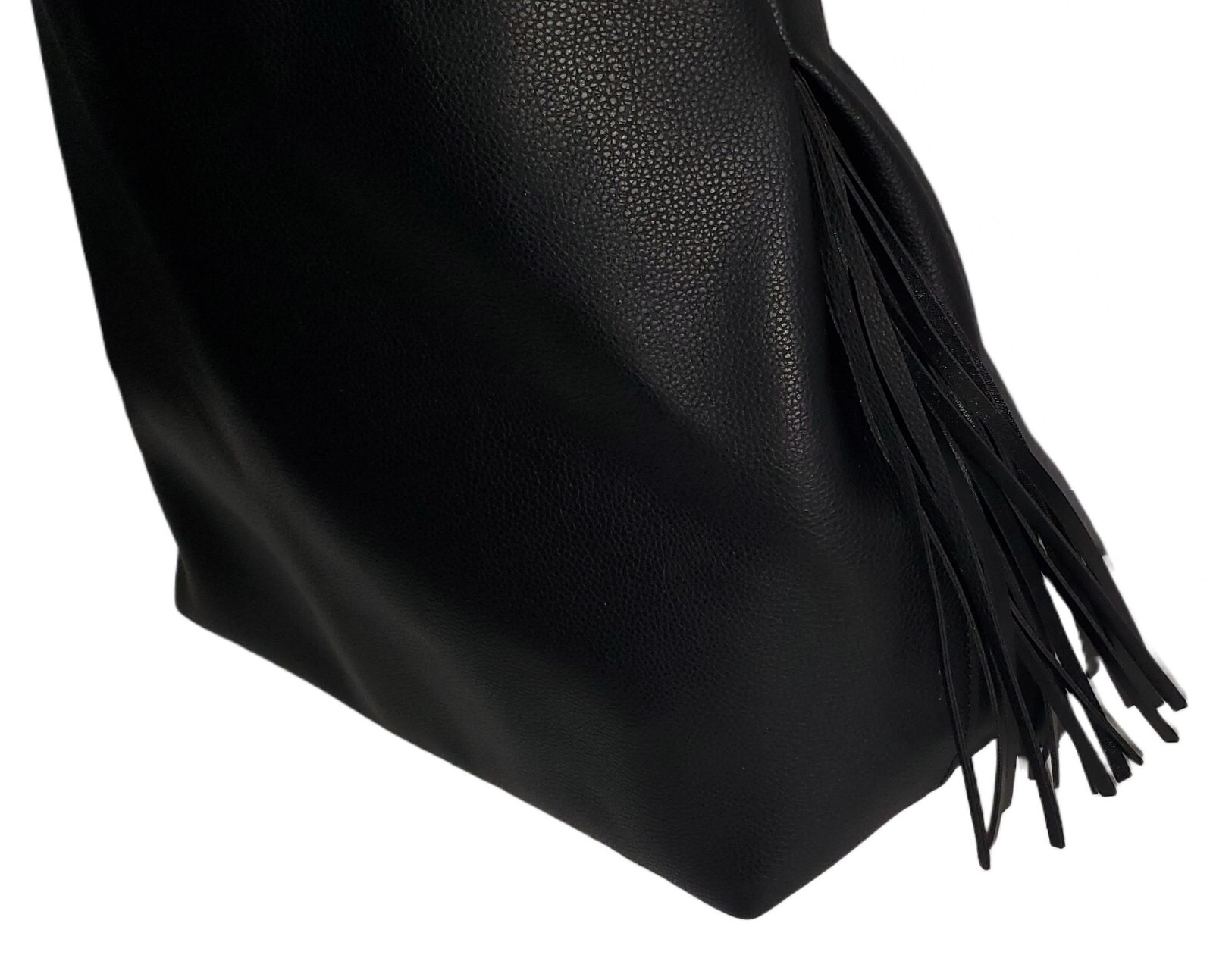 Mudpie Top Handle Bag Purse Black PU Leather Polyurethane Tassels RN 131993