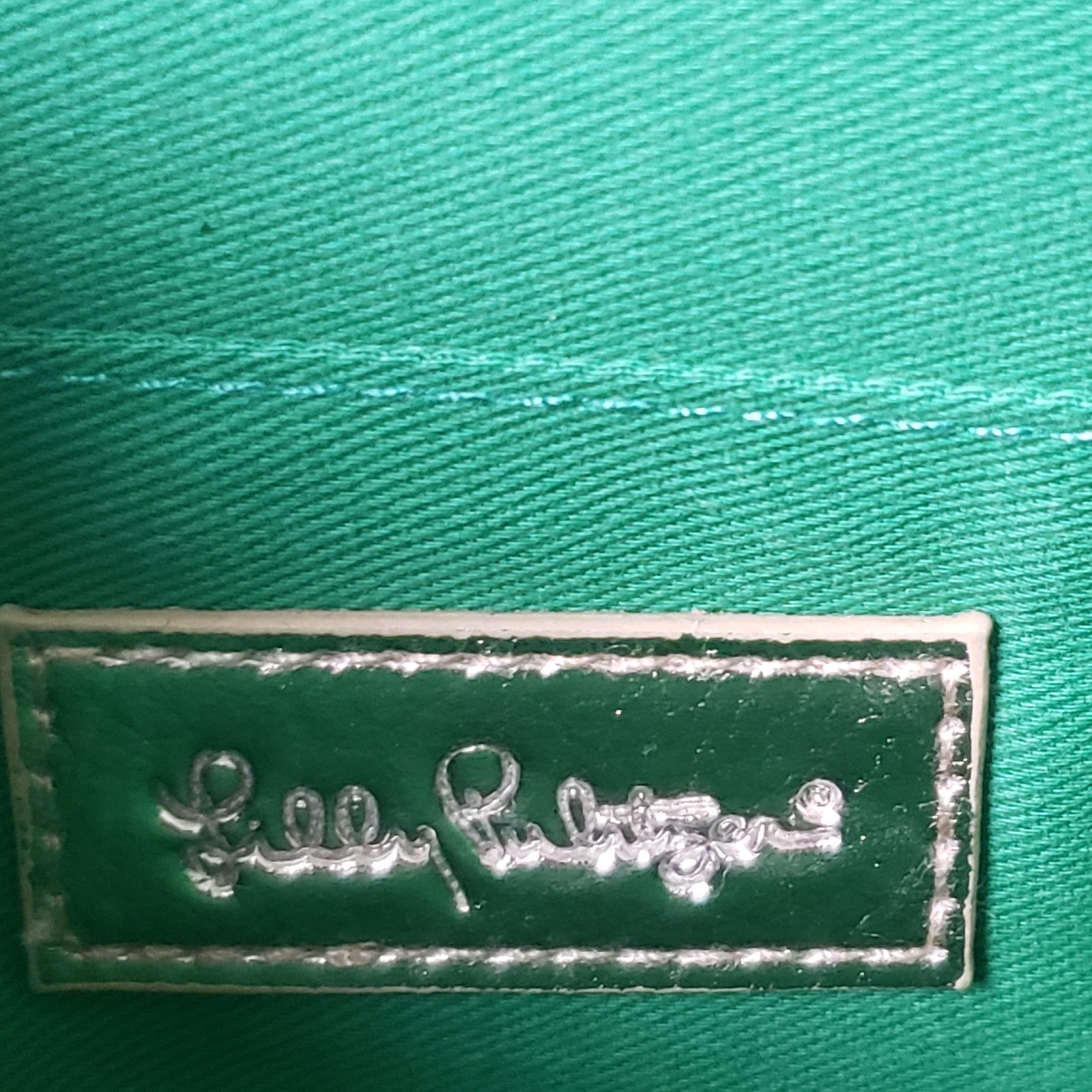 Lilly Pulitzer Envelope Pouch Clutch Pink Green Hibiscus Gold Trim Handbag
