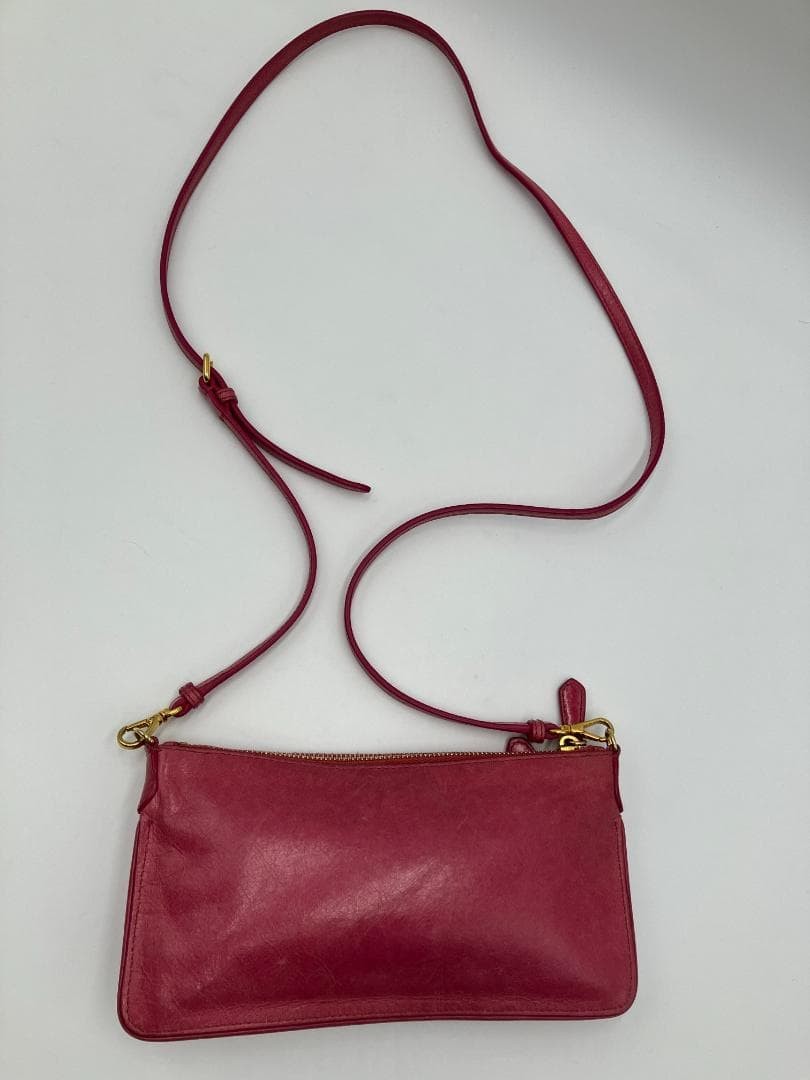 PRADA Leather Mini Shoulder Bag Pink 2WAY Gold Hardware 11cm x 21cm Authentic