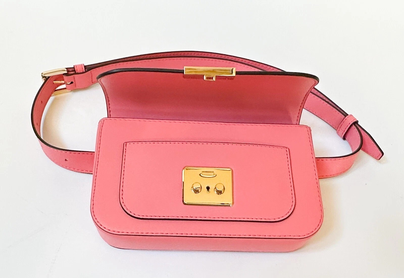 MICHAEL KORS SLOAN EDITOR SMALL FLAP BELT BAG FANNY PACK CLUTCH LEATHER