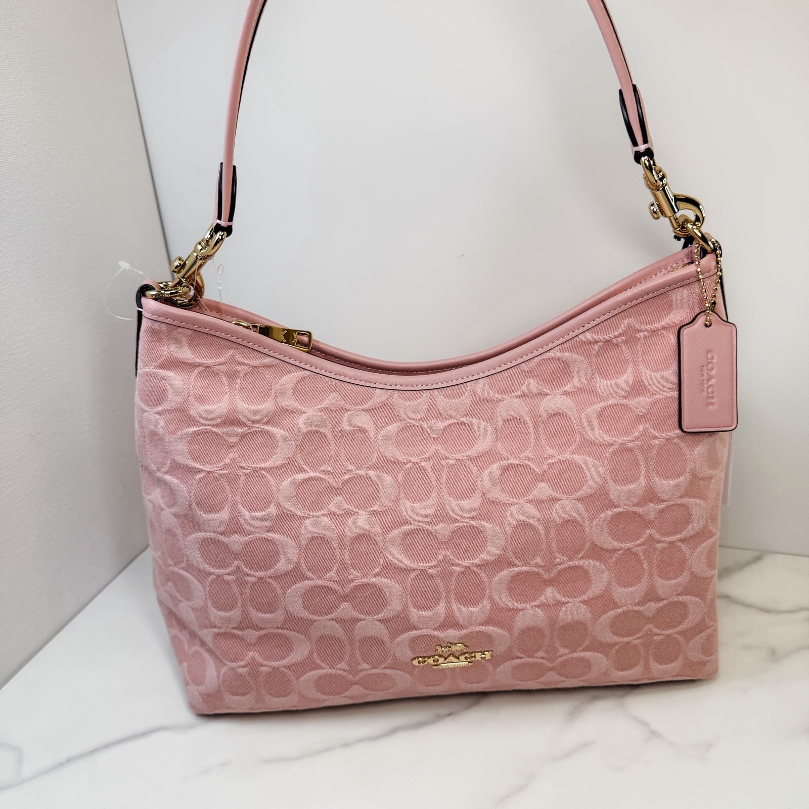 COACH Pink Denim Laurel Shoulder Bag (CER66) Light Pink Ships FAST!