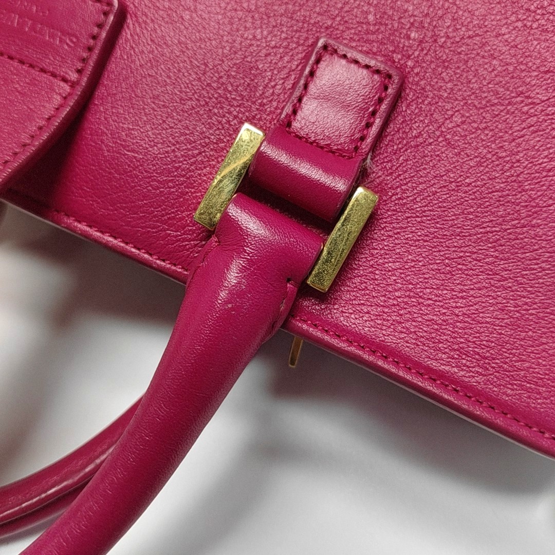 Saint Laurent Baby Cabas Hand Shoulder Bag Smooth Calfskin Leather Fuchsia Pink