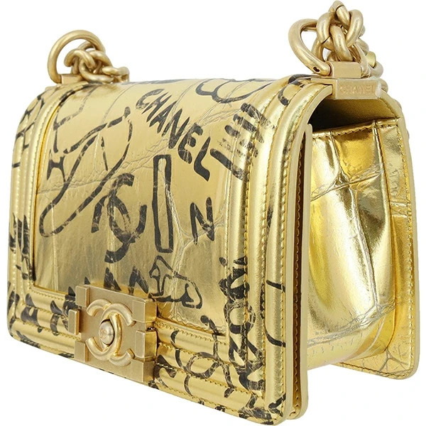 CHANEL Chain Shoulder Bag Boy Chanel Calfskin A67085 Gold 2WAY Women Used