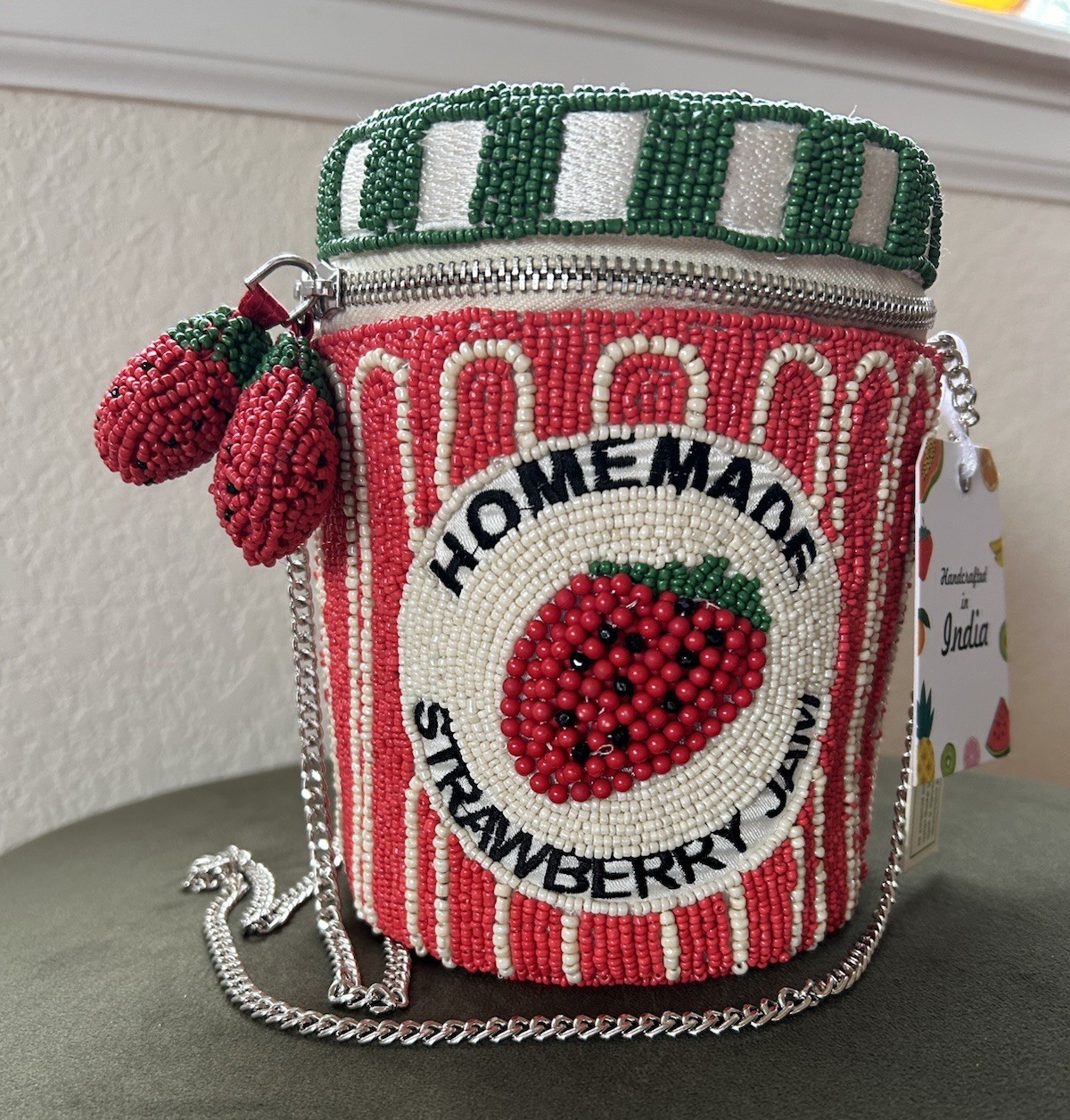 New! Release Handcrafted In India Homemade Raspberry Jam Beaded Bag Viral TikTok