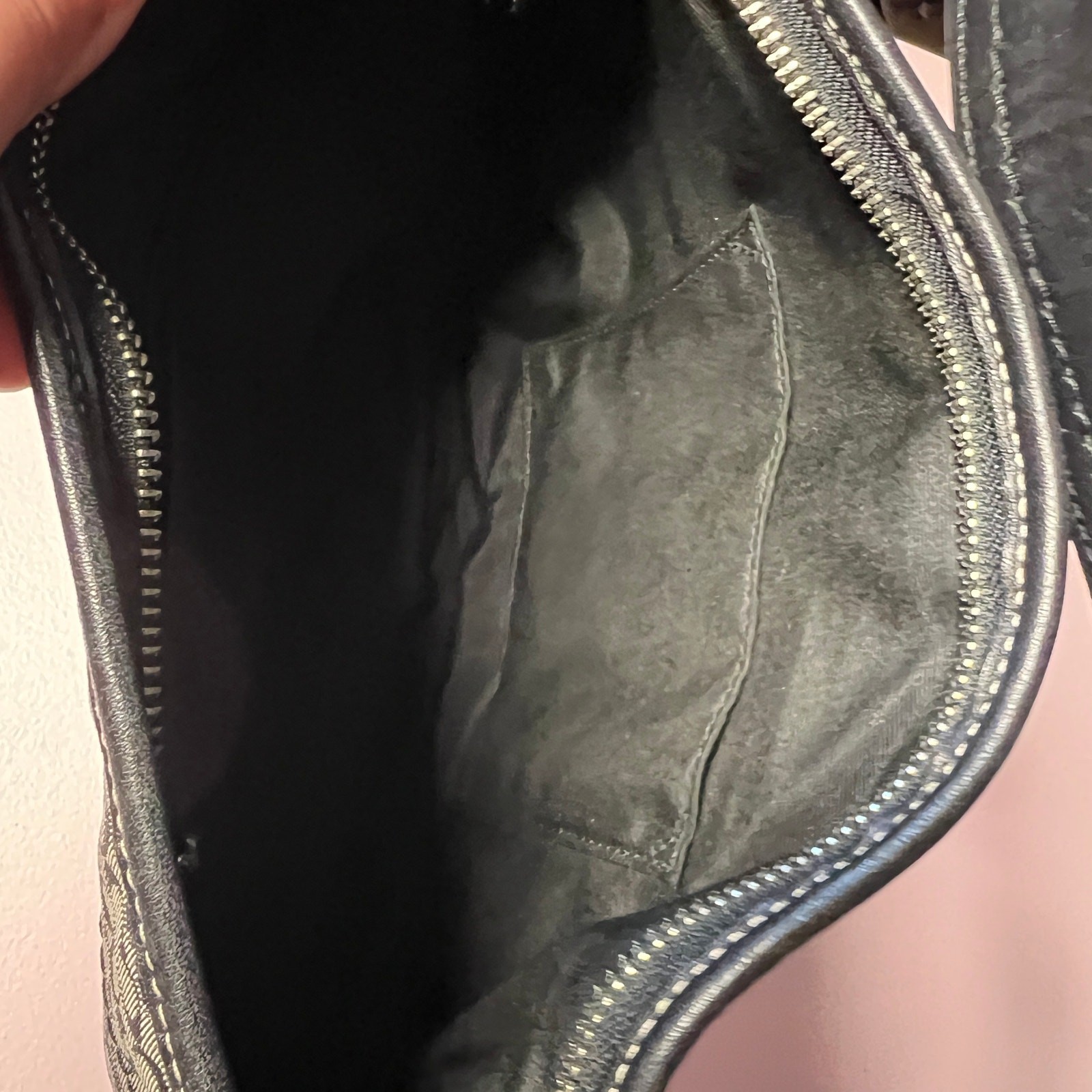 Coach Leather Fabric Small Black Bag/Purse Zip Closure Printed Logo