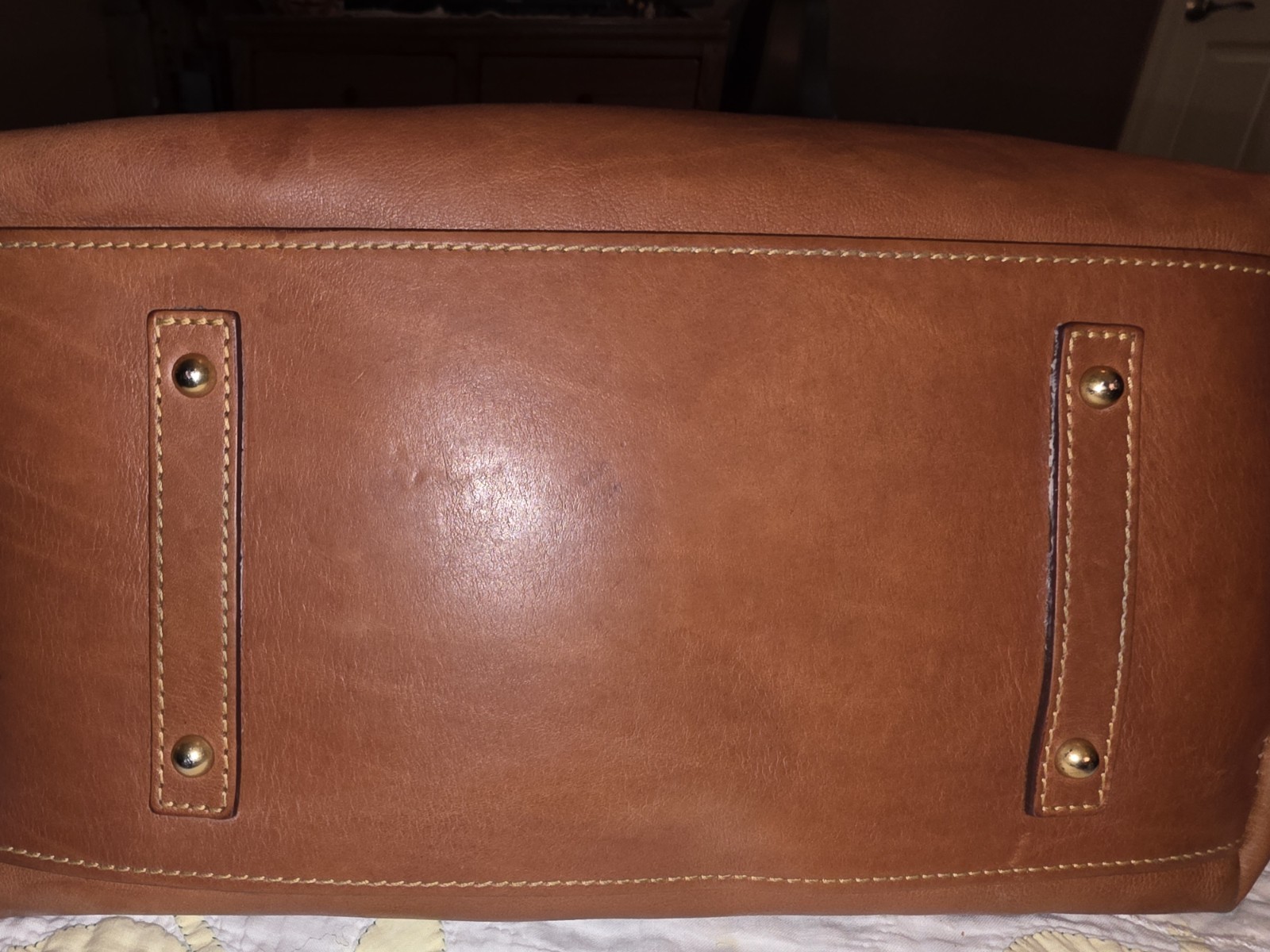Dooney Bourke Natural Brown Florentine Leather Ashton Tote Shoulder Bag Rustic