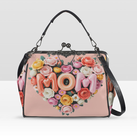 Peach Pink Mom Rose Heart Spring Mother’s Day Shoulder Cross Body Bag Satchel
