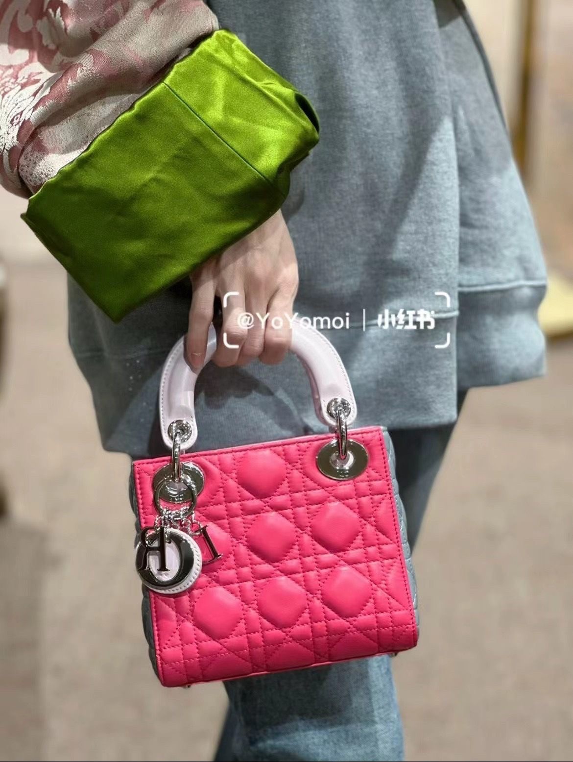 Dior Pre-Owned Authentic Backpack Colorblock Sheepskin Free Tracked Shipping