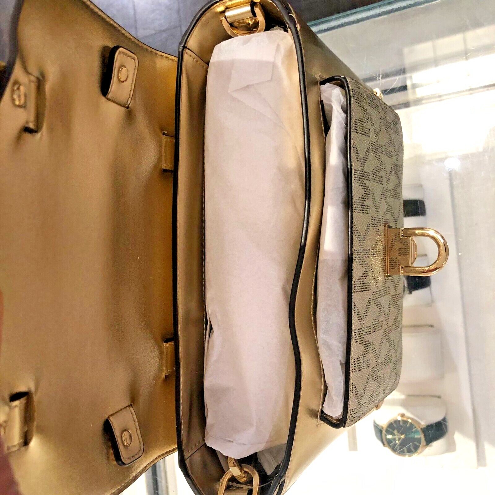 Michael Kors Manhattan Medium Leather or PVC Satchel Crossbody Handbag Purse Bag