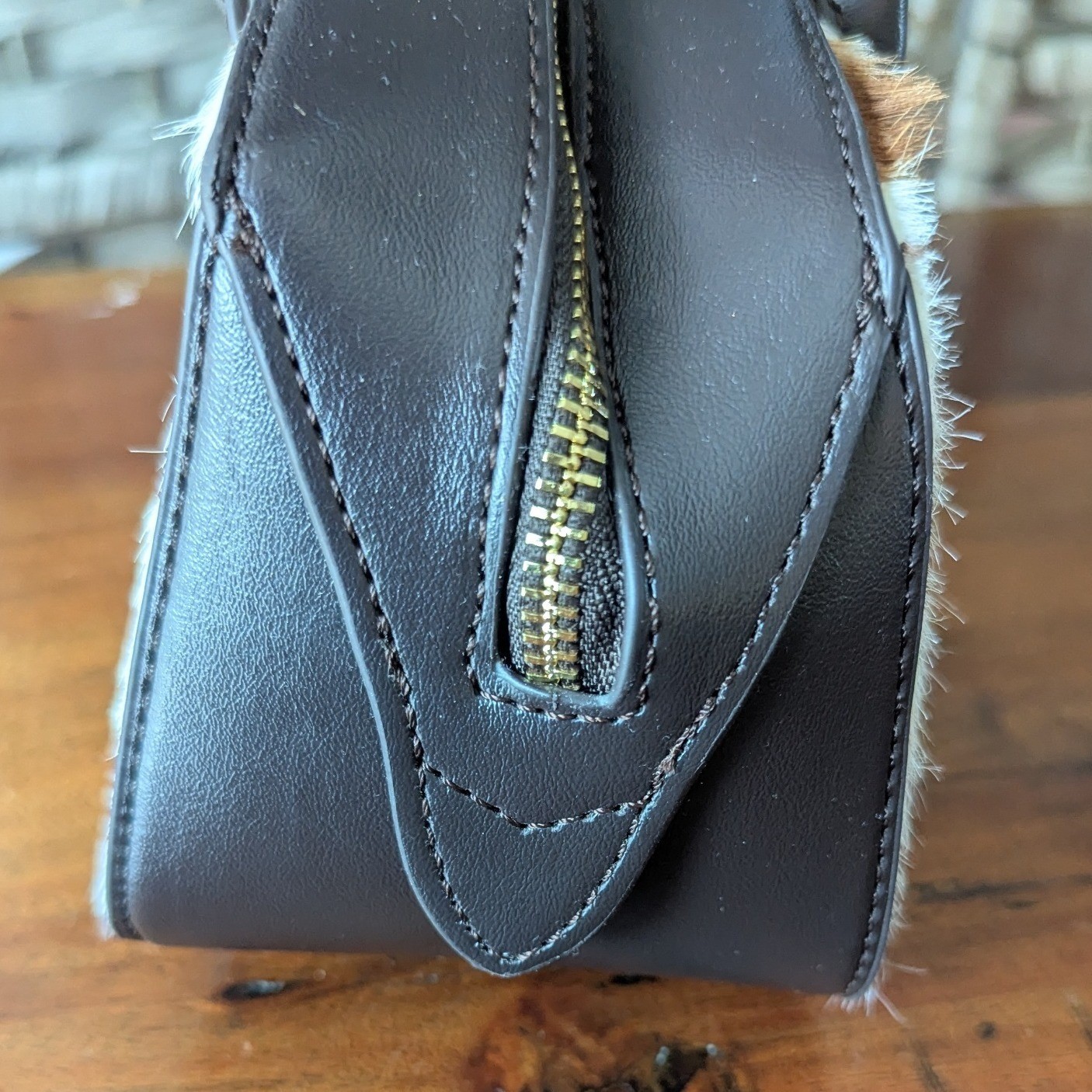 House of Harlow 1960 Shoulder Bag Brown Cow Print Calf Hair Vegan Leather Trim