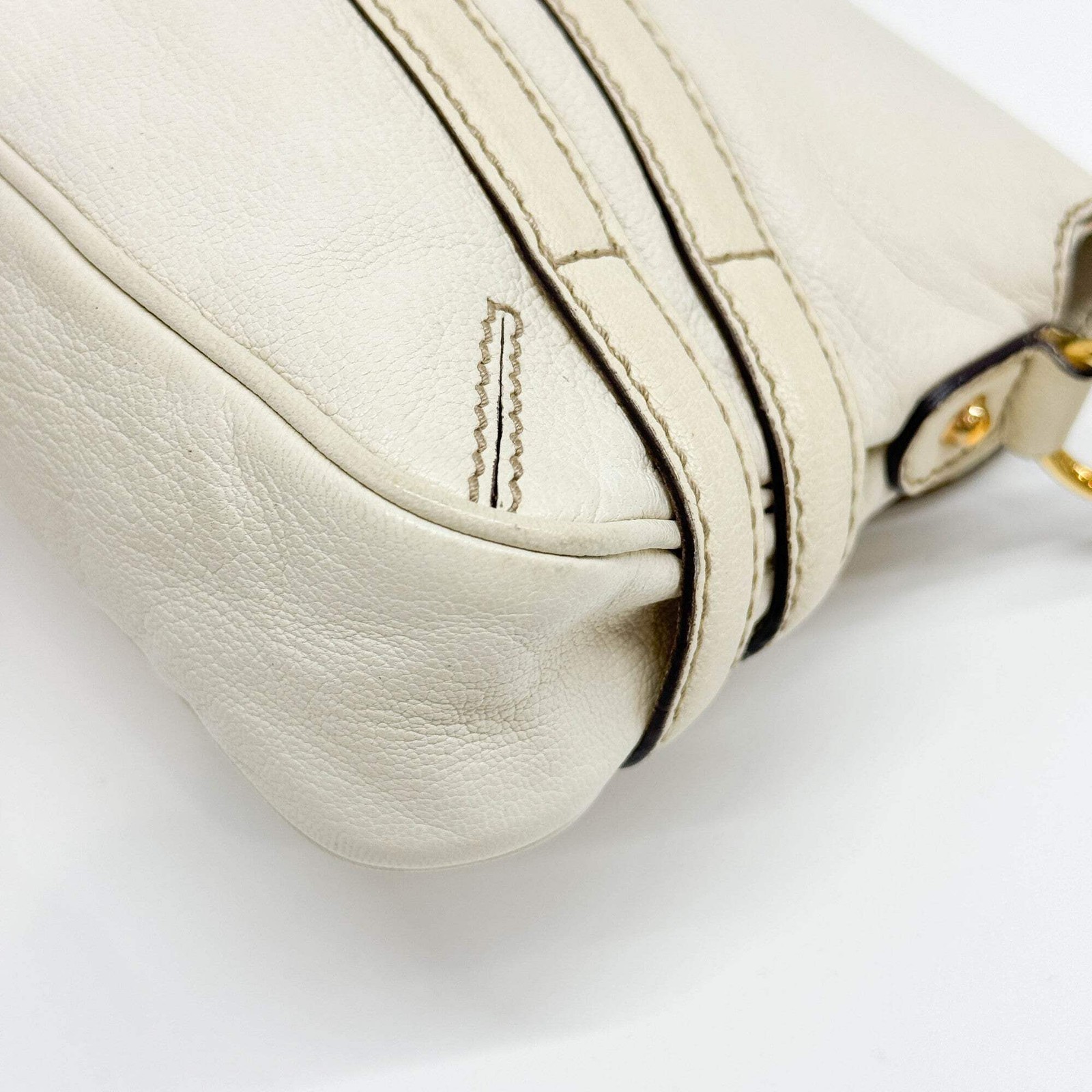 GUCCI Horsebit Off White Leather Shoulder Bag