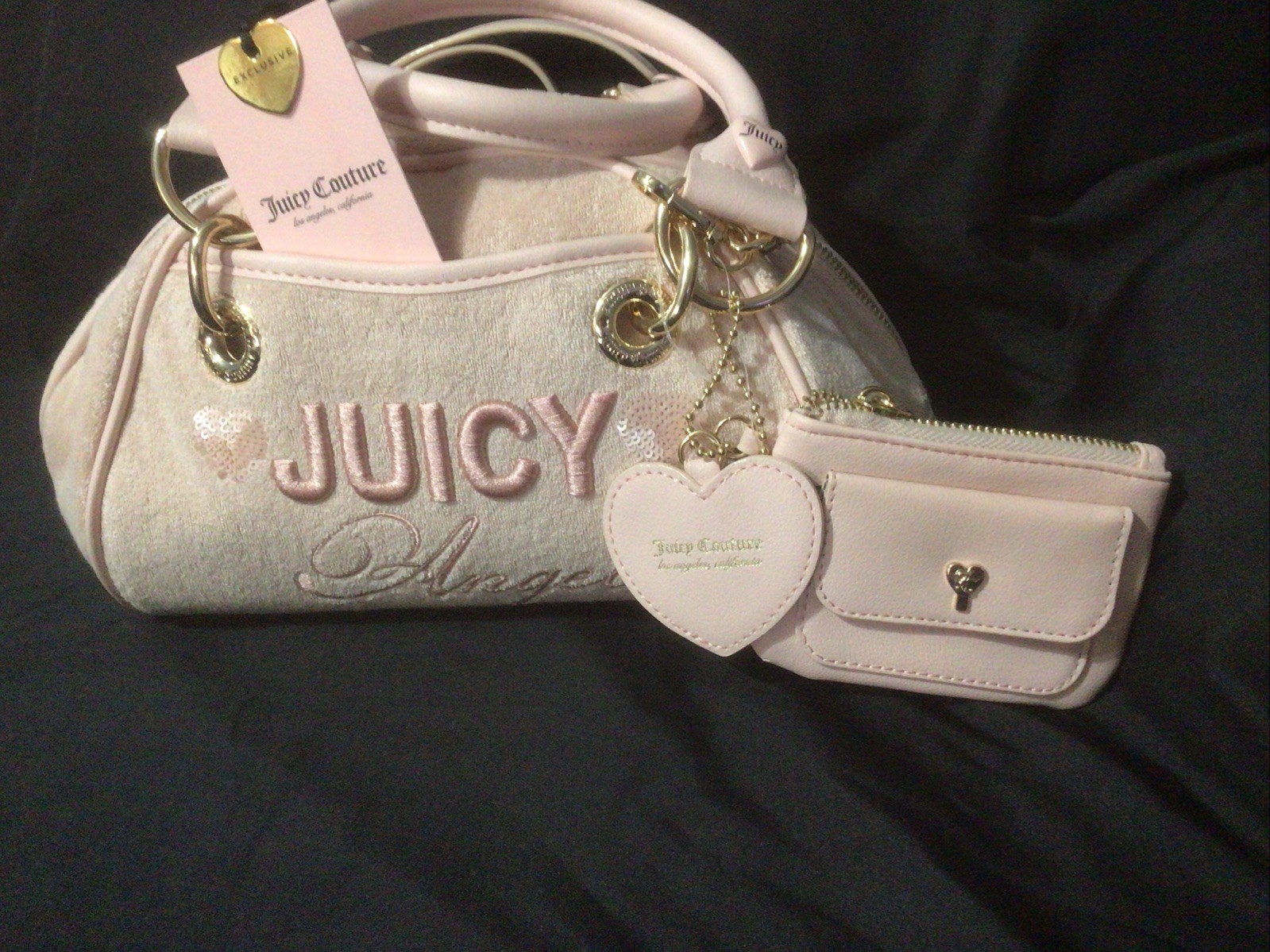 Juicy Couture “Angel” Satchel Bag Velour Bowler Bag Pink Clay Color NWT Womens