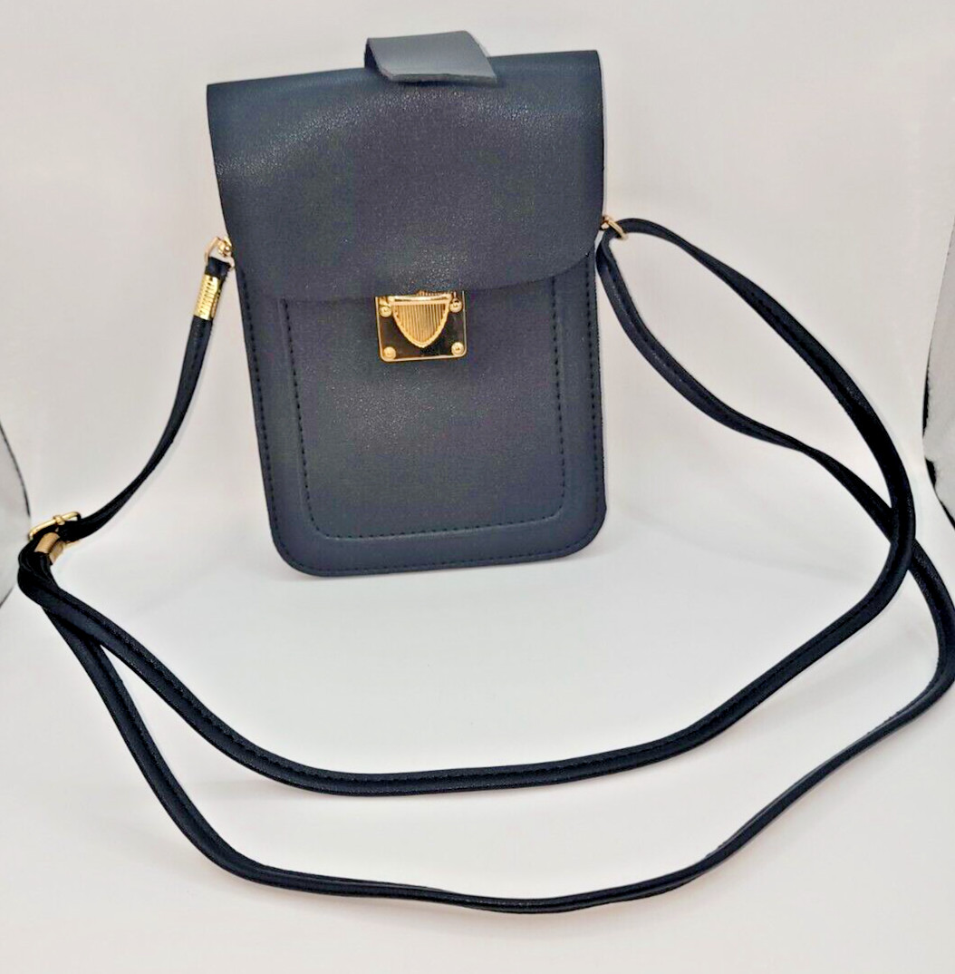 Black With Gold Crossbody Small Satchel – NEW AS SHOWN – 5in x 7in x 2in 3pocket