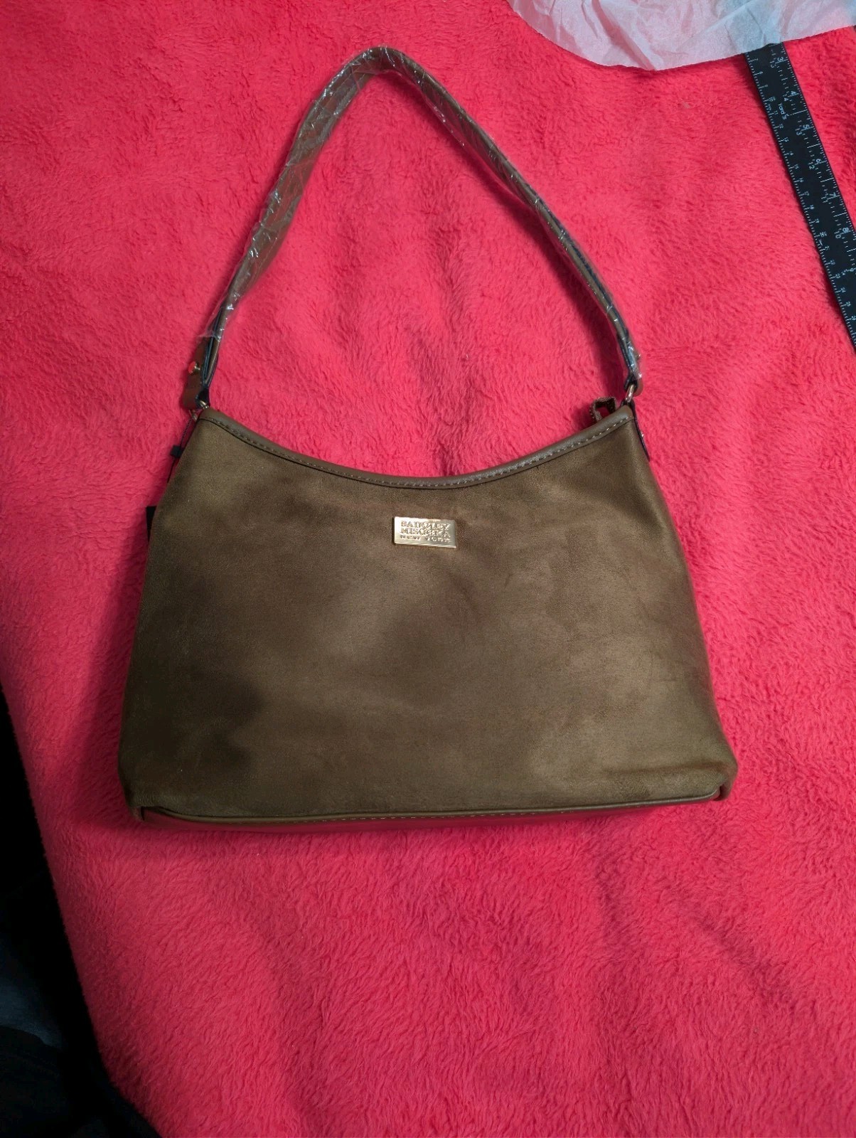 Badgley Mischka New York Brown Shoulder Bag Hobo Microsuede TG32232 NWT