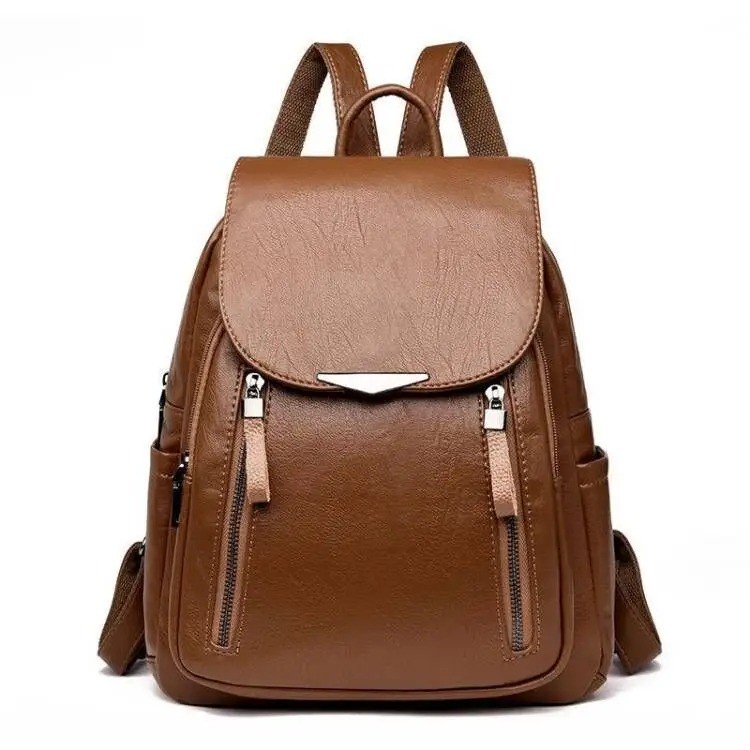 Anti-theft Soft Leather Backpack Women Vintage Shoulder Bag Ladies High Capacity