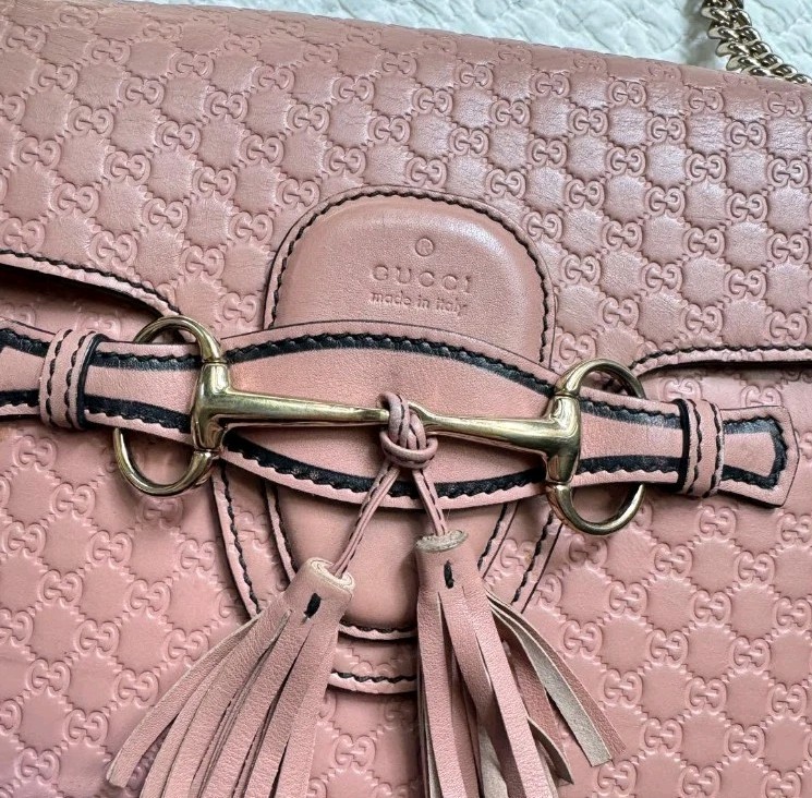 GUCCI Micro Guccissima Emily Chain Shoulder Bag with Tassel