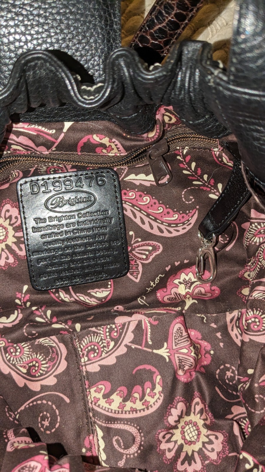 Brighton Black With Brown Trim Leather Shoulder Purse In Gentle Used Conditions