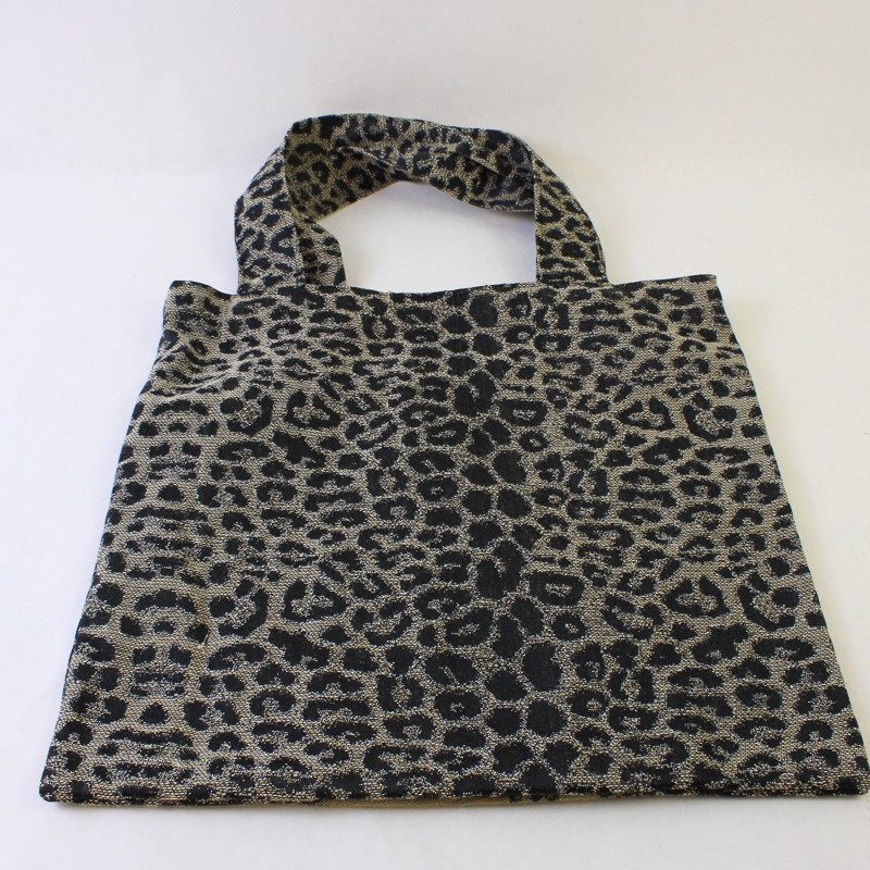 Leopard Print Tote Bag Beige Black Giraffe Elephant Animal 15×14.5