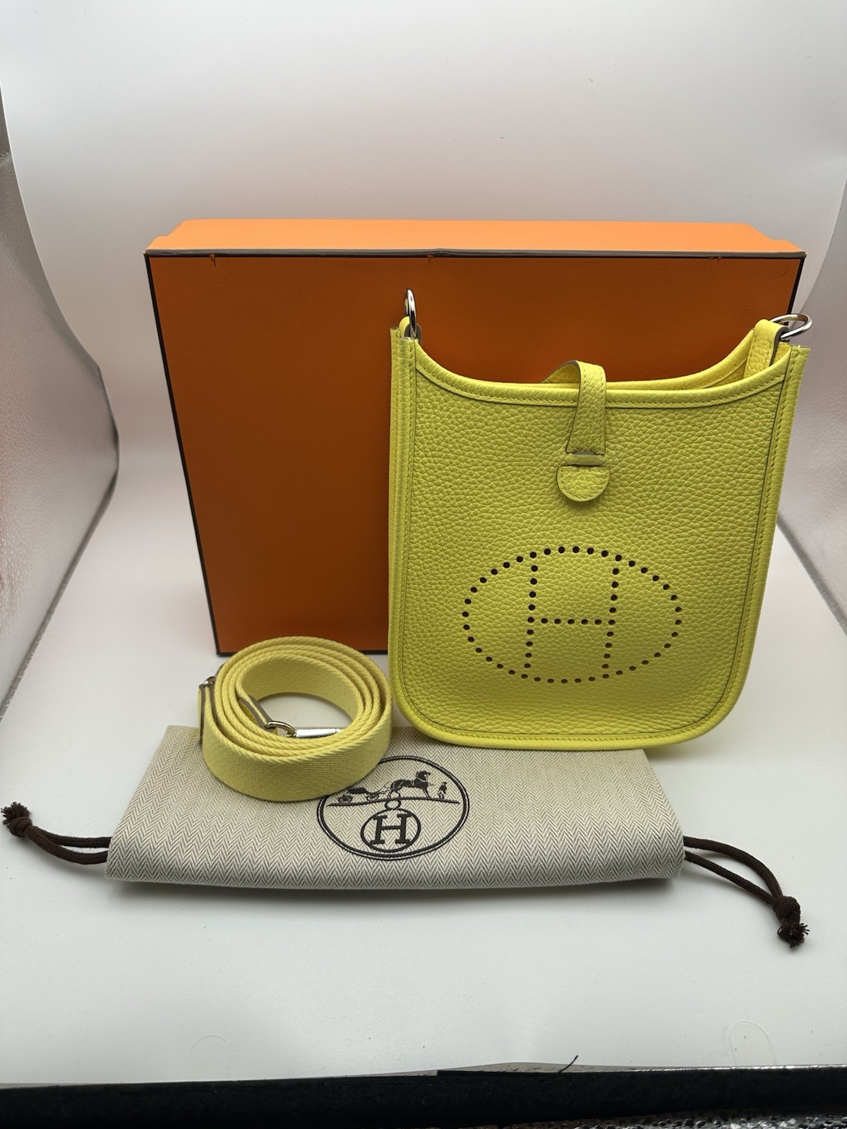 Hermes Mini Evelyn Limoncello Lemon Yellow Excellent