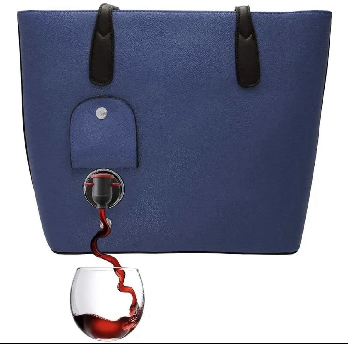 PortoVino Vegan Leather Wine Purse, Blue – Holds 1.5 Liters