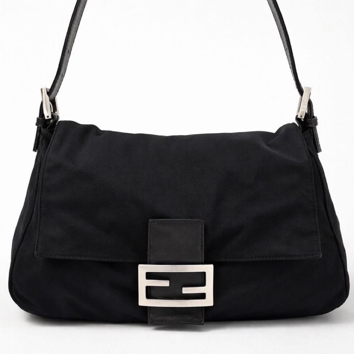 FENDI Mamma Baguette Black Shoulder Bag Y2K Womens Italy Vintage Auth