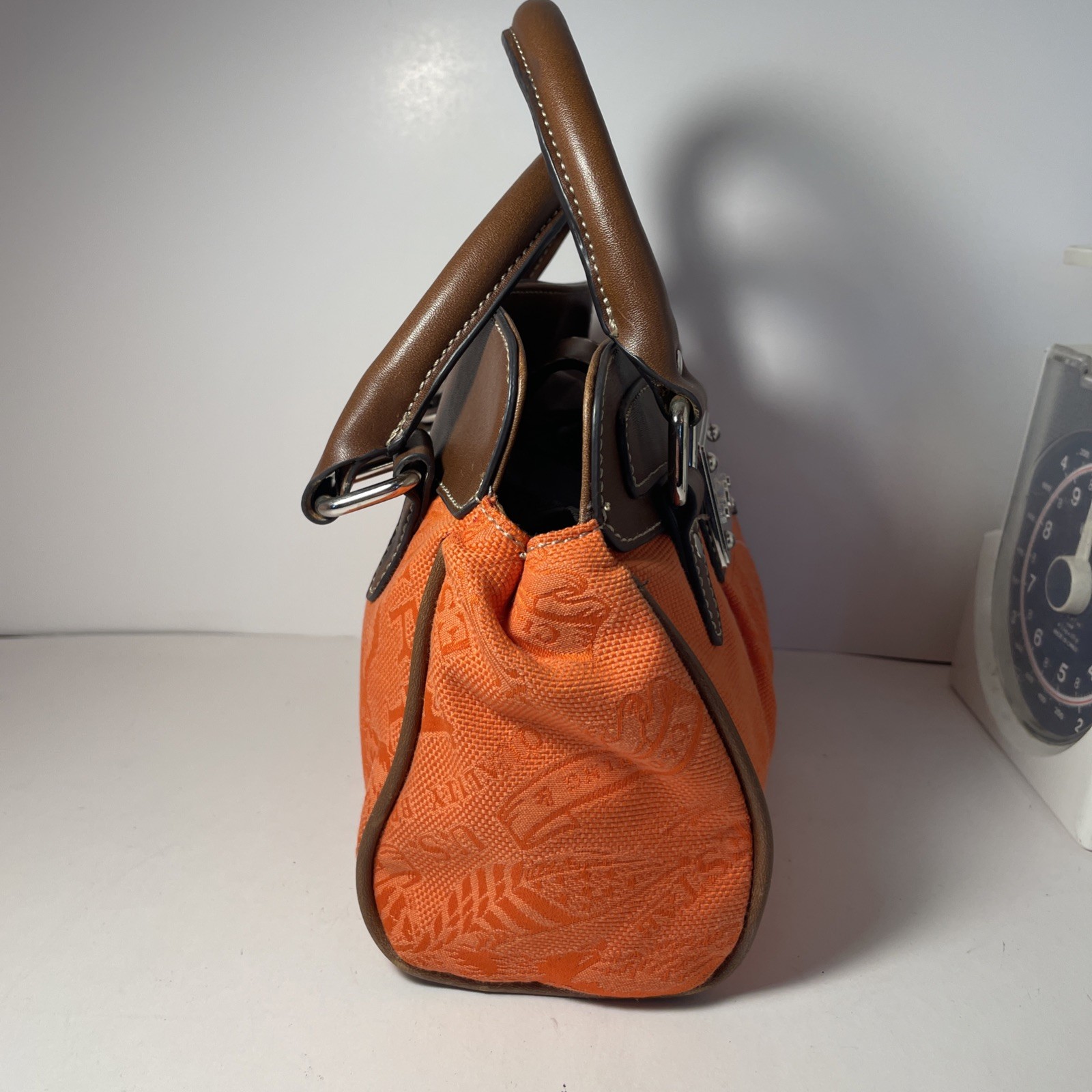 American Living Orange And Faux Leather Small Handbag Designed By Ralph Lauren