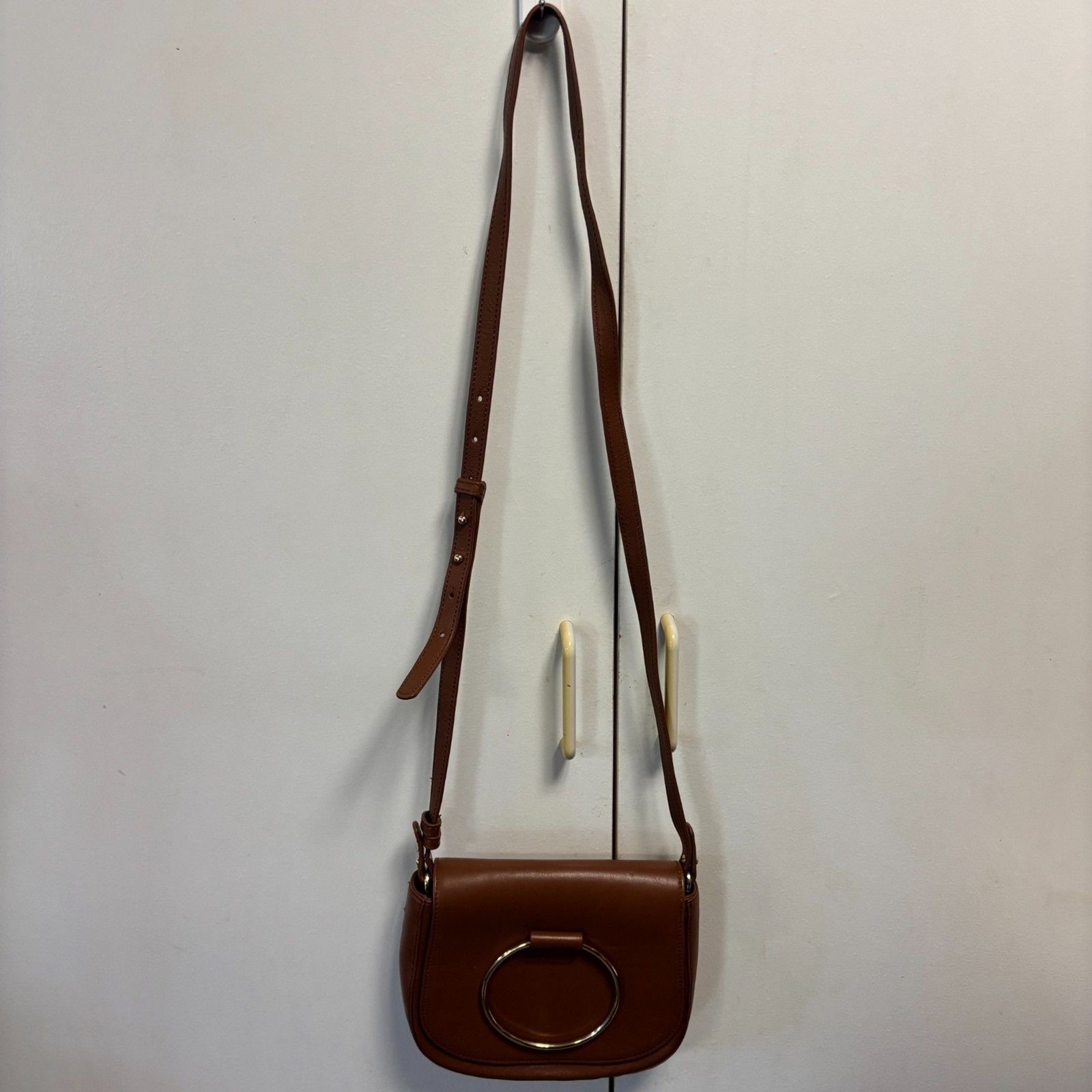 Trask brown genuine leather crossbody bag dark academia western boho