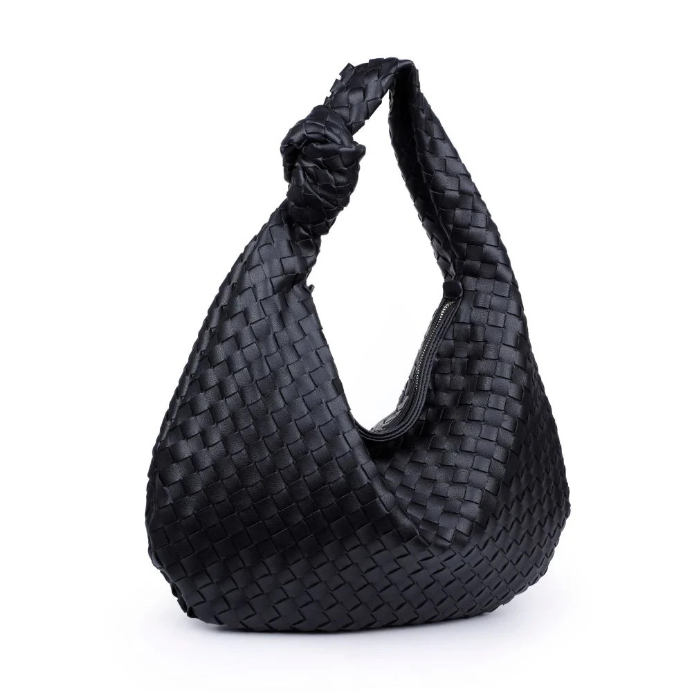 Urban Expressions Vanessa Black Woven Hobo Bag Purse Vegan Leather NEW WITH TAGS