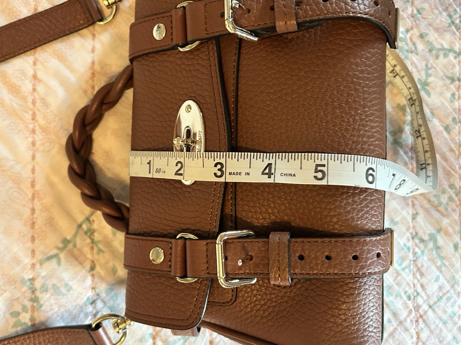 Mulberry Mini Alexa Leather Satchel Chestnut Brown Heavy Grain Retails $1345 EUC