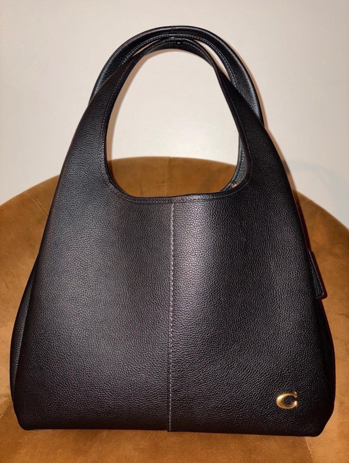 Coach Lana Shoulder Bag Black Pebbled Finish Gold Hardware w/ Original Dust Bag