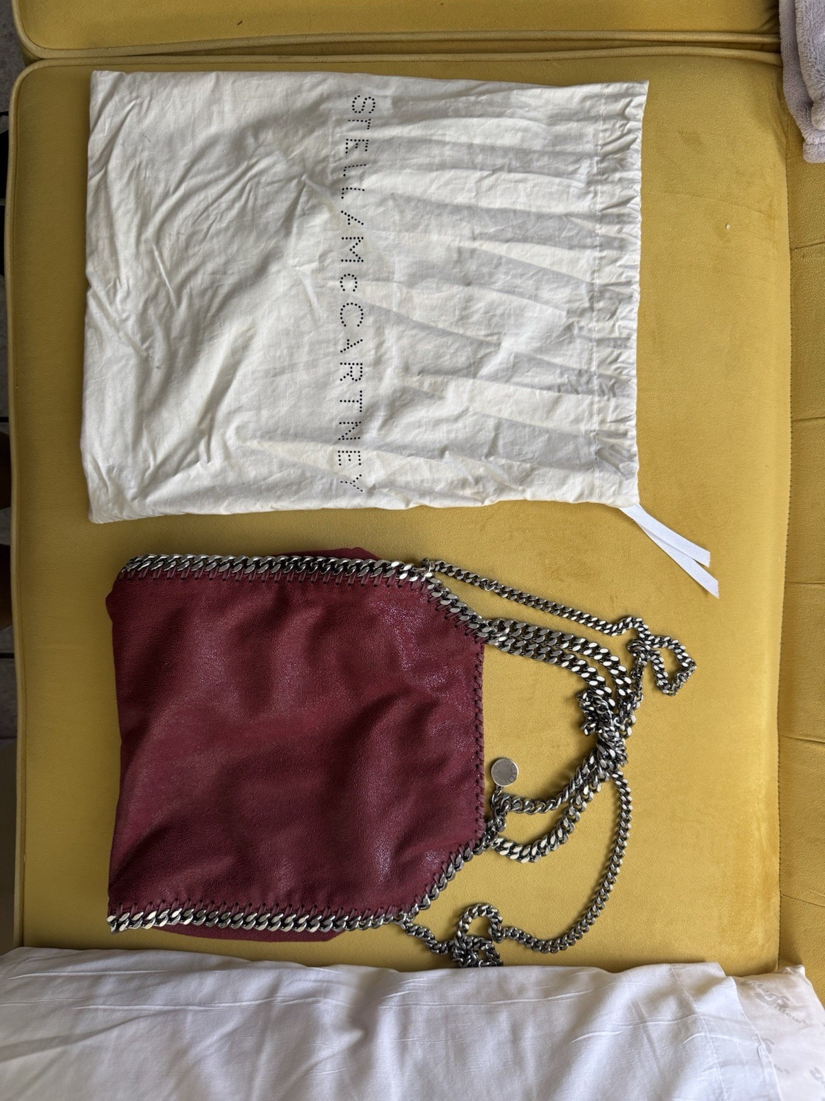 Stella McCartney Falabella Mini Tote Burgundy Chain Strap Magnetic w Dust Bag