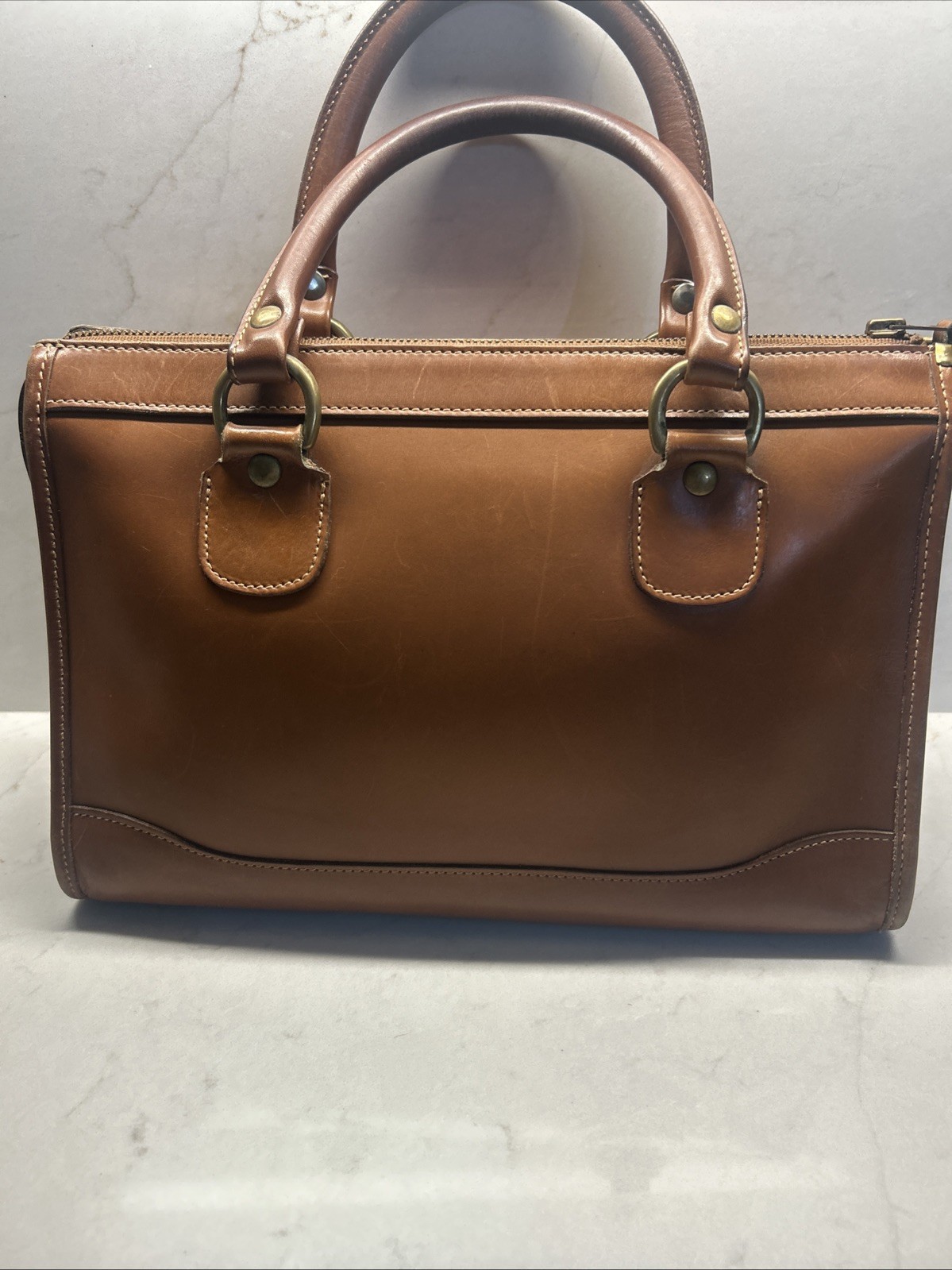 Vintage Ghurka No 16 The Keeper Tan Leather Satchel Bag Top Handle