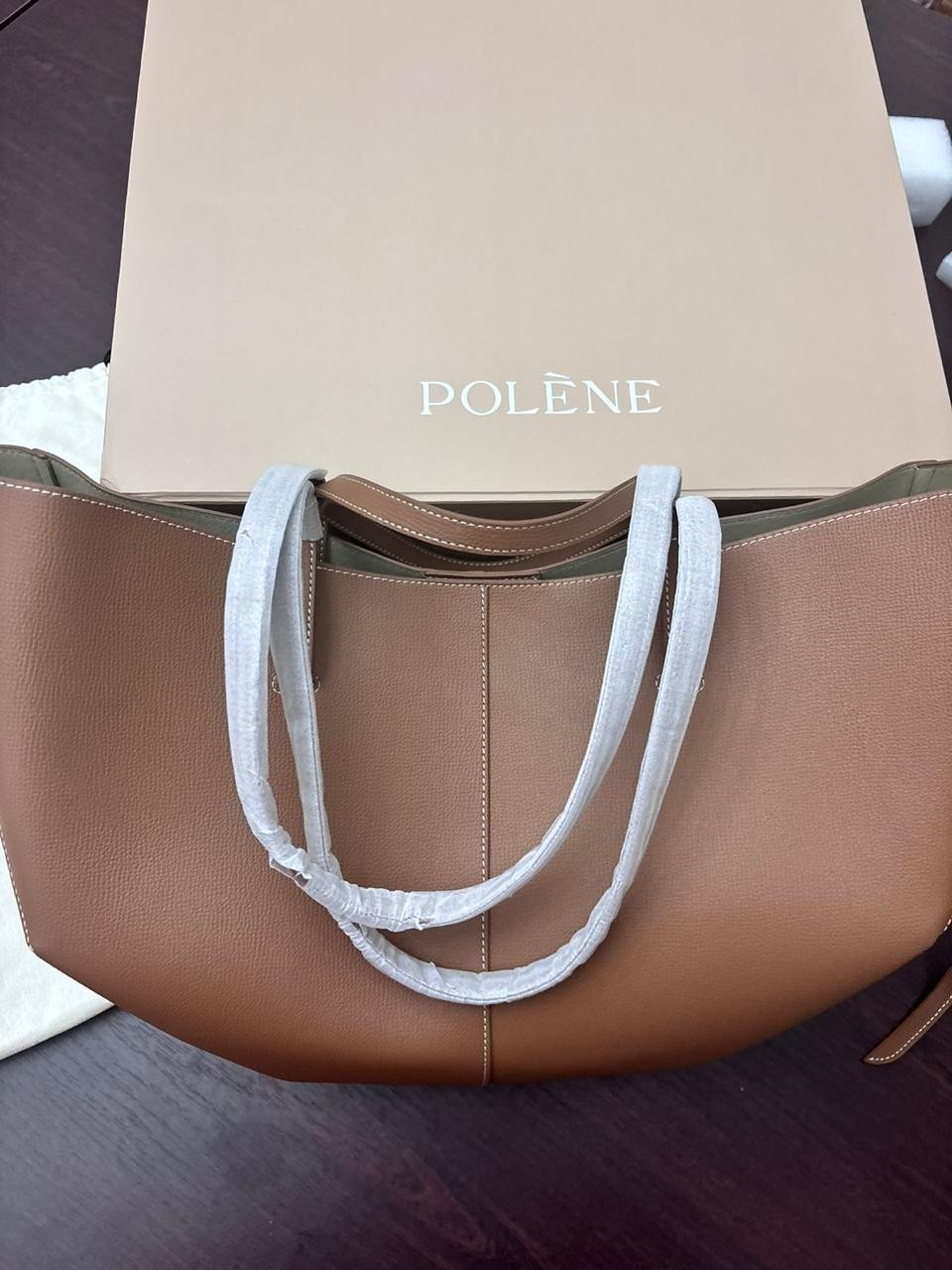 Polene Cyme Camel Big Size Leather Bag .Polene Camel Big Size