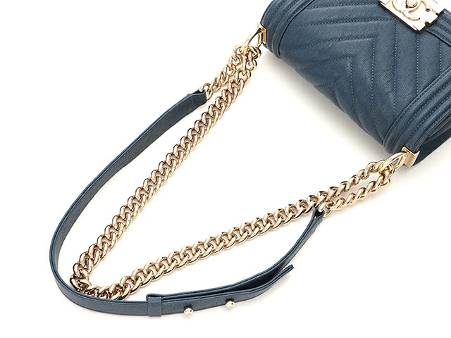 Chanel Boy 20 V-Stitch Chain Shoulder Navy / GP A67085 Shoulder Bag #DB178