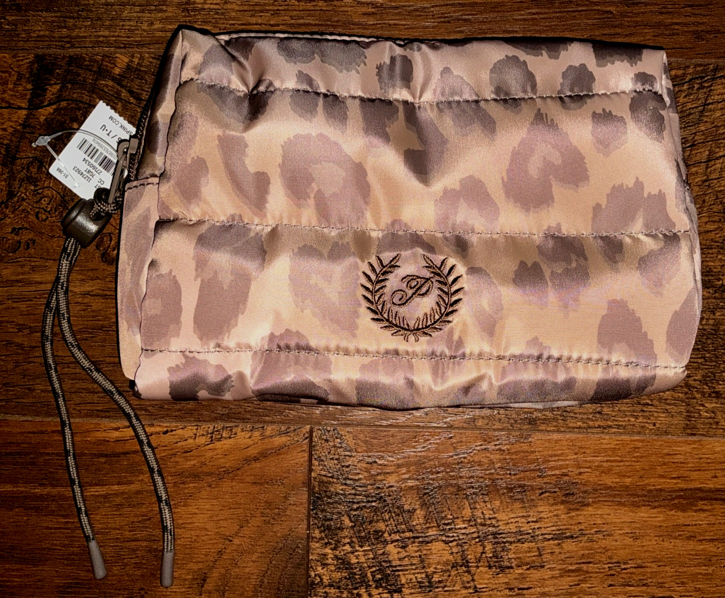 Victoria’s Secret Pink 5″ x 7.5″ Leopard Quilted Puffer Zip Top Makeup Bag NWT
