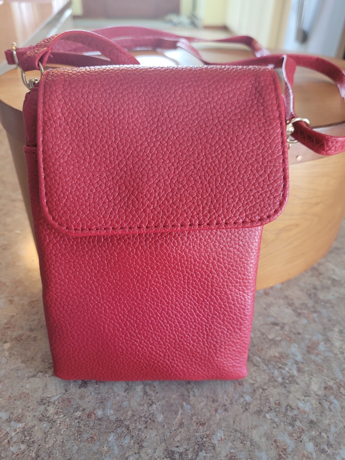 Red Leather Crossbody Small Purse