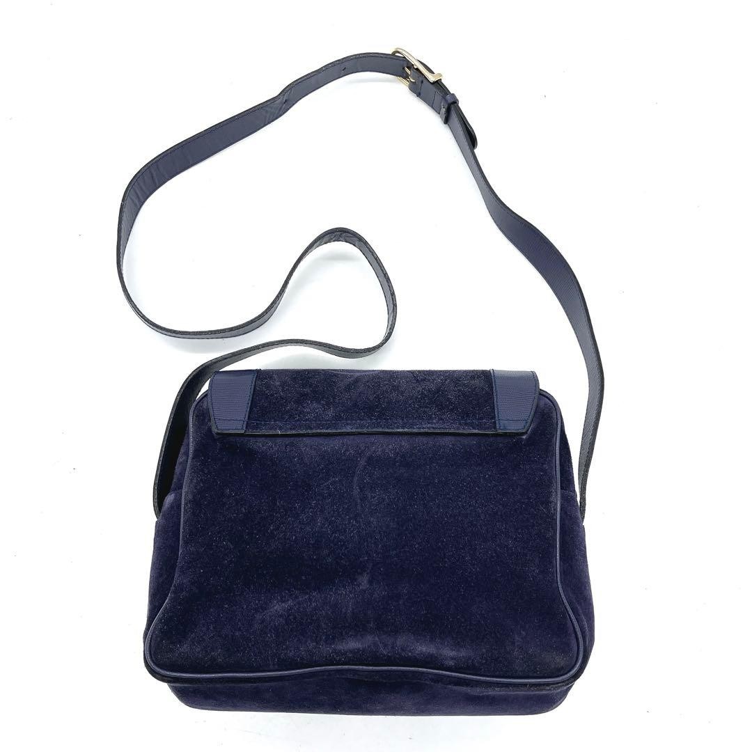 CELINE Circle Logo Shoulder Bag Suede Leather Purple Strap 120cm Authentic