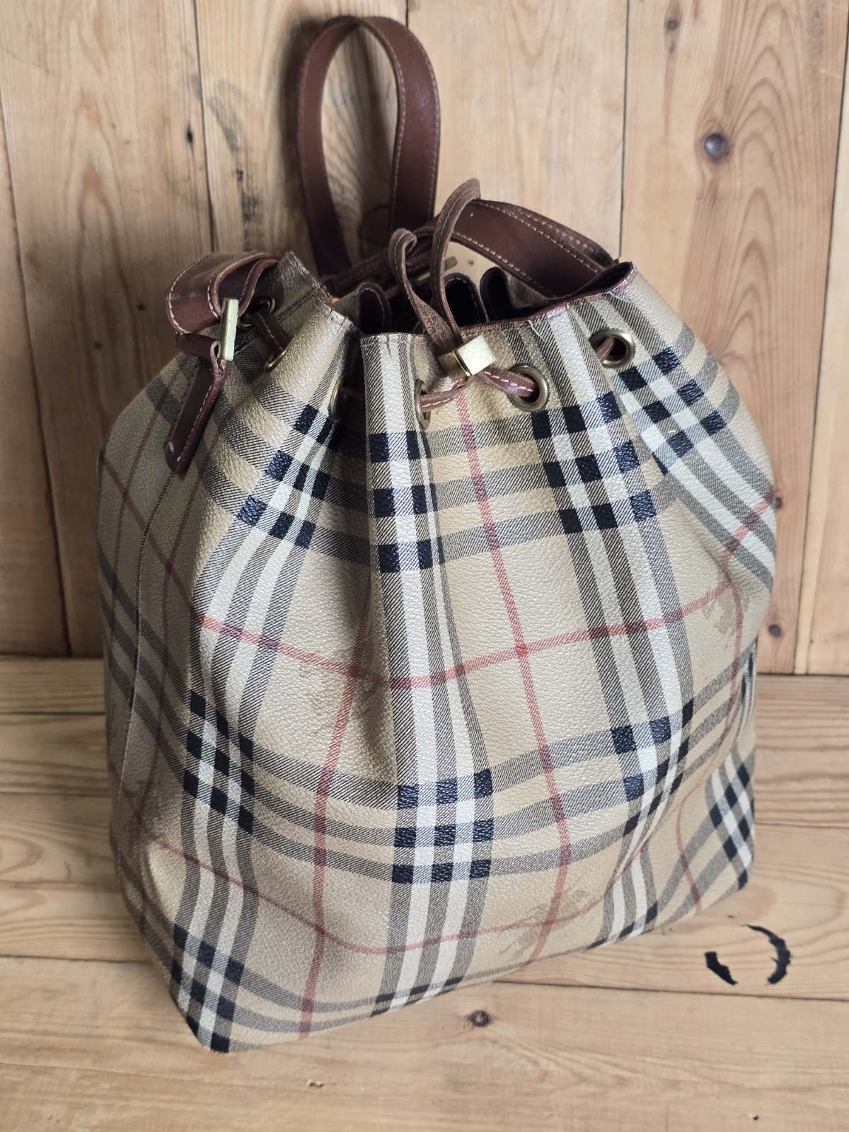 Burberry Nova Check Bucket Bag Drawstring ❗️ Check Conditions