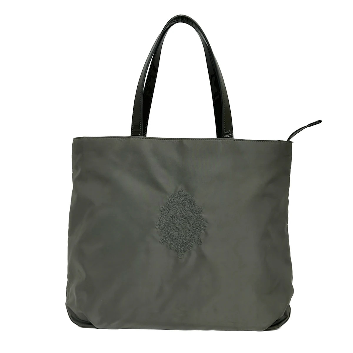 AMACA – Khaki Dark Gray Nylon Patent Leather Shoulder Bag