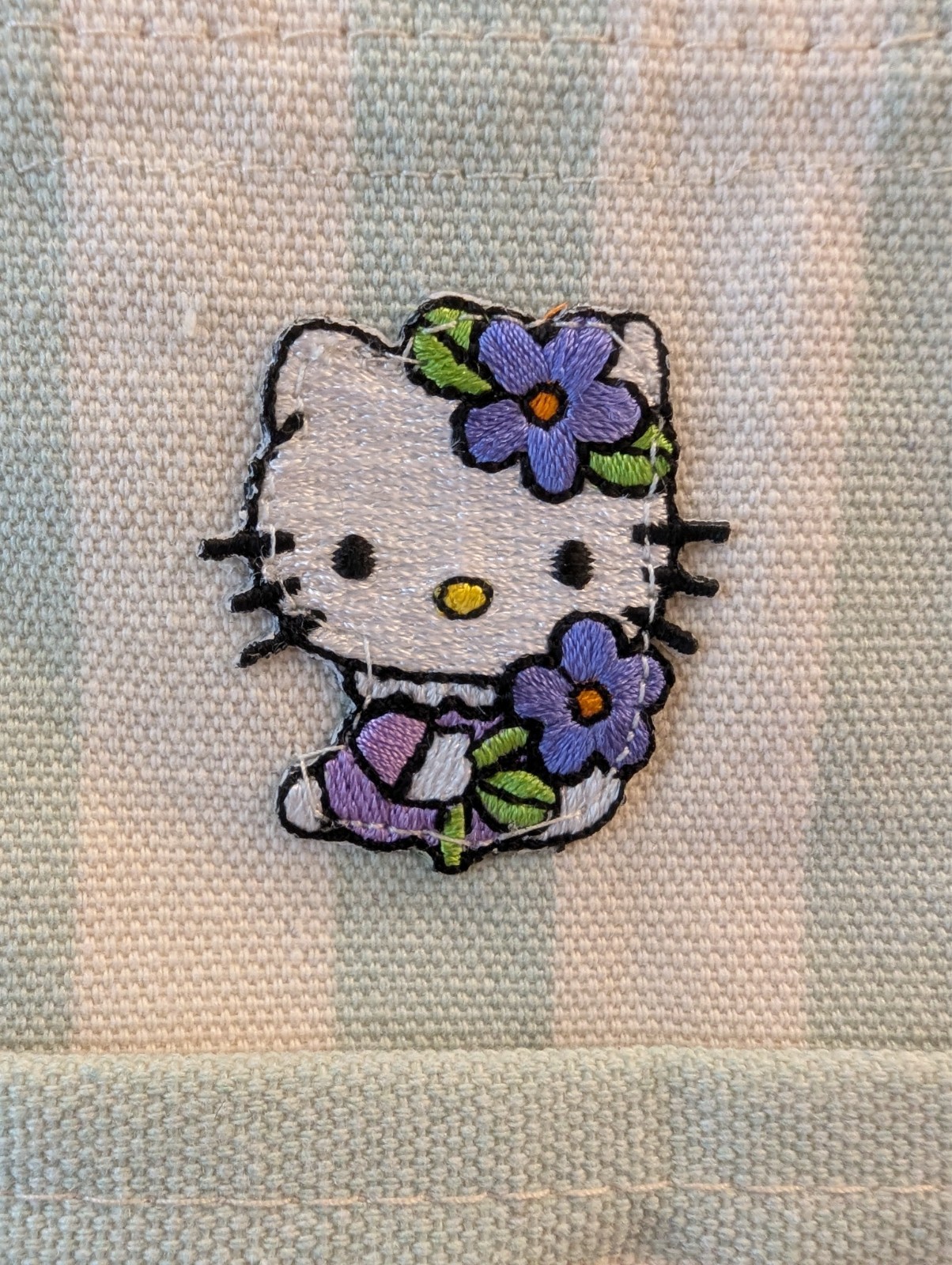 Custom Trader Joe’s Hello Kitty zipper mini tote bag striped pastel green bows