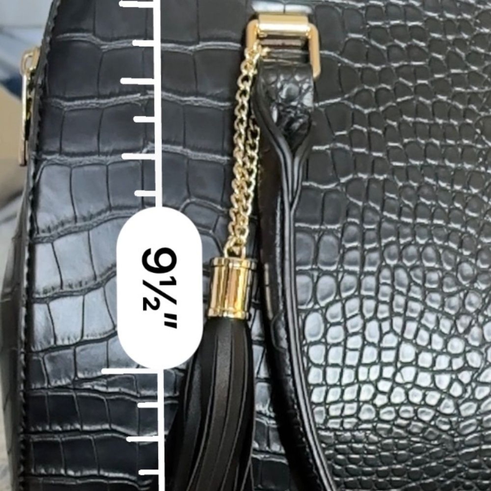 Justfab Classic Black Crocodile Embossed Handbag/Satchel