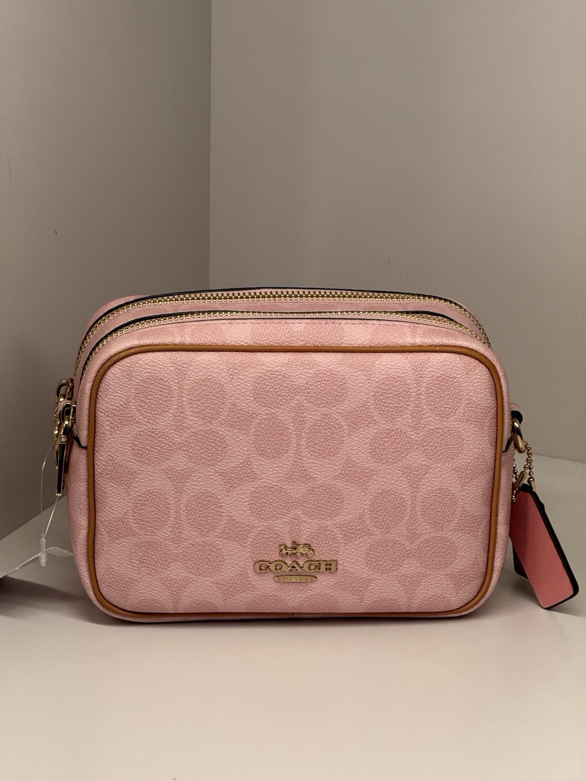 WNT Coach CEK74 Mini Carey Crossbody Bag Signature Leather Charms Powder Pink