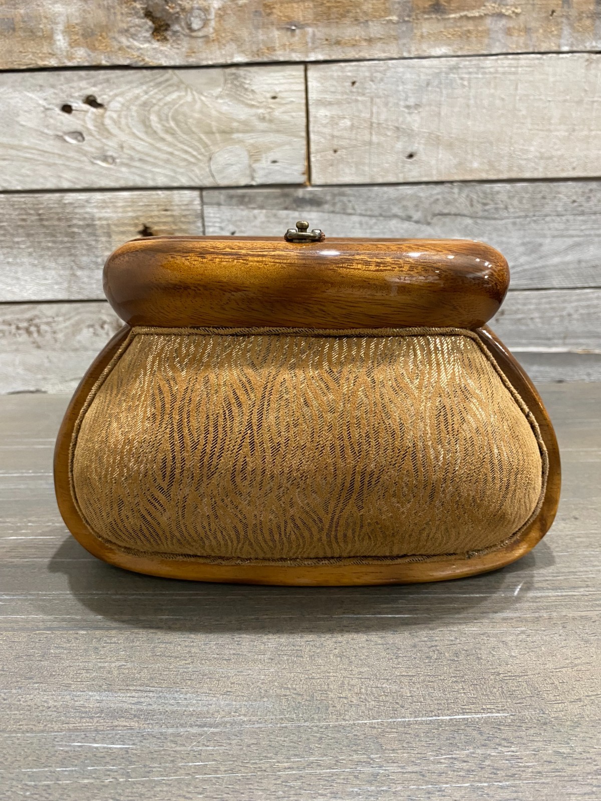 Vintage Timmy Woods of Beverly Hills Handcrafted Acacia Wood Handbag