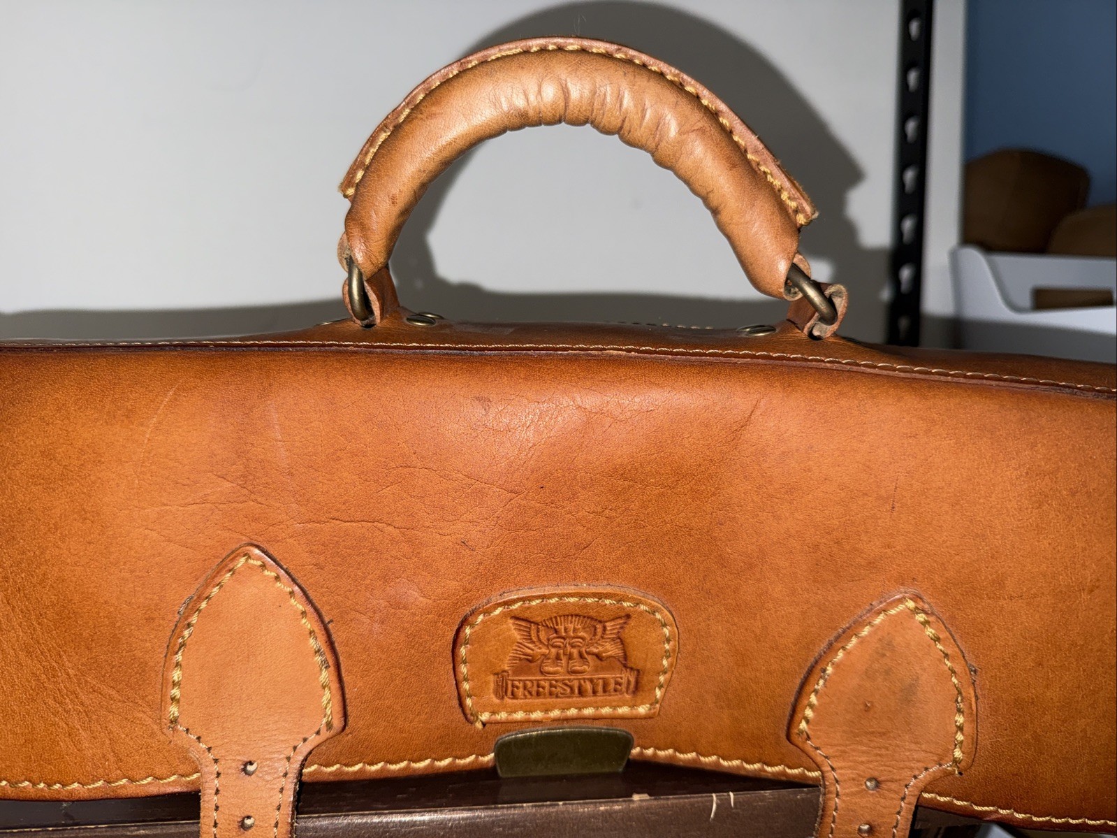 Freestyle Saddlebag Briefcase Genuine Leather Tan Handmade Messenger Bag Vintage